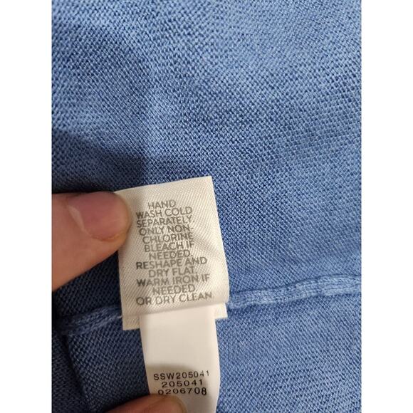 J.Jill Silk & Cotton V-Neck, Long Sleeve Lapis Sweater, Size Small Breathable - Picture 9 of 9